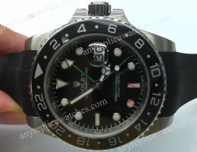 Copy Rolex GMT-Master II watch Black Rubber watch 40mm